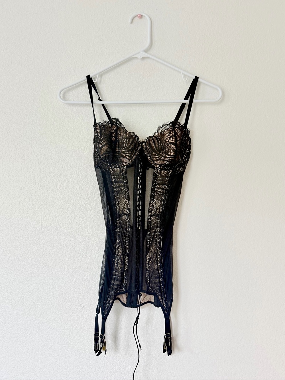 Victoria's Secret Black Lace Bustier with Garter Straps